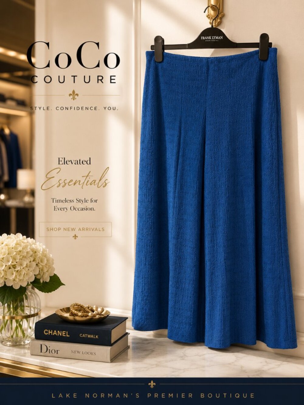 263391 Blue Metallic Sheen Pull On Pant by FRANK LYMAN
